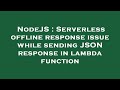 NodeJS : Serverless offline response issue while sending JSON response in lambda function