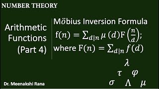 Arithmetic Functions |Part-4| Mobius Inversion Formula