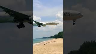 Emirates B777 Low Landing Over Beach @ HKT Phuket Airport