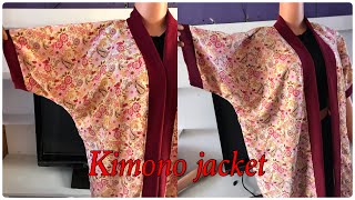 How to Cut and Sew a Kimono Jacket /DIY/ beginners friendly / freehand cutting