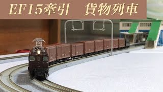 Nゲージ走行動画EF15牽引貨物列車