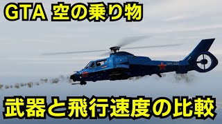 【GTA5】戦闘ヘリや戦闘機の武器と飛行速度の比較