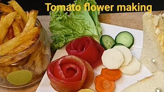 How to make Tomatoes rose | Tomato Rose Flower | salad Garnish and Decoration ideas by food stove
