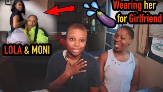 Wearing *IT* to see her reaction | Lola and Moni Fem4Fem Lesbian Couple Reaction