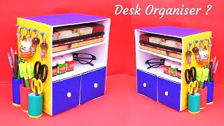 DIY Desk Organizer with waste cardboard box | Best out of waste | Space saving craft idea