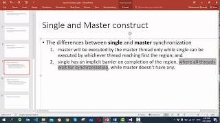 OMP differences between single and master construct