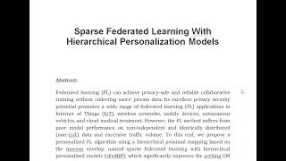 Sparse Federated Learning With Hierarchical Personalization Models