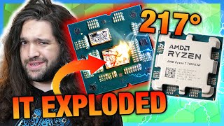 We Exploded the AMD Ryzen 7 7800X3D & Melted the Motherboard