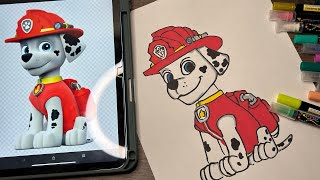 Draw and Color 🖍️| Marshall 🐶| Paw Patrol #pawpatrol #art