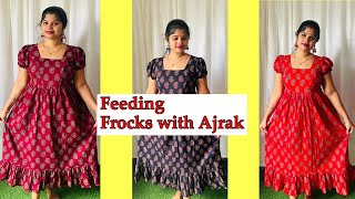 Feeding frocks with ajrak #fashion #frillnightyforladiessummer #nightyfrocks #nightyonlineshop 👗👗👗👗👗