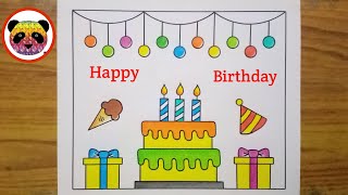 Happy Birthday Drawing / Birthday Drawing / Birthday Card Drawing / Handmade Birthday Card Easy