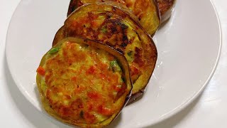 食材简单的茄子饼 Pan fried eggplant