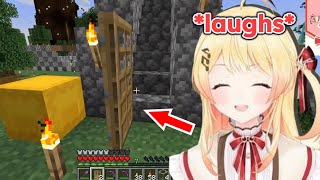 Kanade can't help but laugh at her door in Minecraft