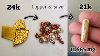 how to convert 24k gold to 21k gold - teach process refine gold