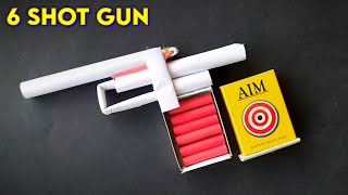 Easy paper and matchbox gun , 6 shot gun making , how to make gun at home , best shooting gun