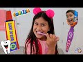 Maria Clara and JP learn the importance of brushing their teeth.