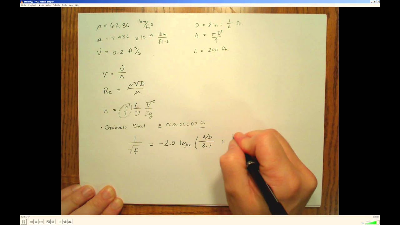 Pipe Flow - Calculating Head Loss Example - YouTube