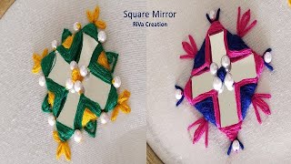 Square Mirror Work Hand Embroidery Design | Double Shade Square Mirror Work