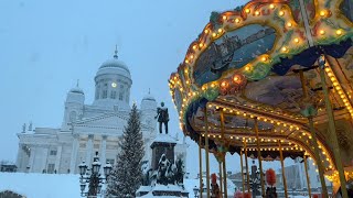 Snowfall and day trip in Helsinki, Finland • city center walk tour #suomi #ofwlife