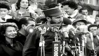 Cuban Prime Minister Fidel Castro addresses the crowd during the Cuban Missile cr...HD Stock Footage