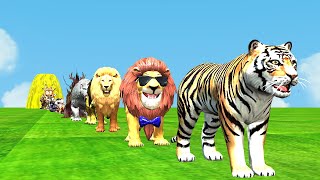 Paint Animals Gorilla Cow Lion Elephant Dinosaurs Fountain Crossing Animal Cartoon