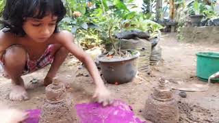 වැලි වලින් වෙහෙරක් හදමු ද යාලුවනේ | How to make sand temple | Cute Kiran sand temple