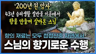 200년이 넘은 오래된 토굴암자에서 승려생활 43년의 절반인 20년 넘게 향을 만들어온 스님이 전하는 향을 만드는 방법과 향기로운 수행