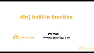 10.3 Dir Function Print Namespace | Modules | Learn Python Programming Step by Step Tutorials