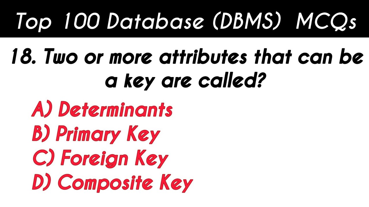 Top 100 Database MCQs Questions With Answers | DBMS MCQ - YouTube