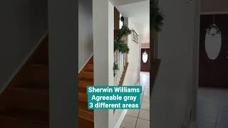 Sherwin Williams agreeable gray in 3 different areas with light . #shorts #paintcolors