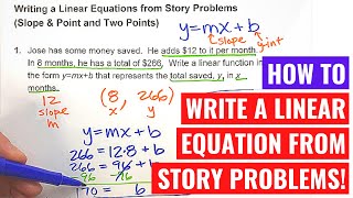 Writing Linear Equations from Story Problems (Point & Slope or Two Points)