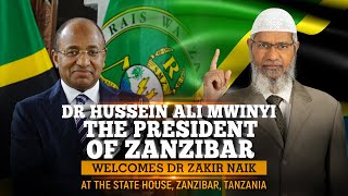 Dr Hussein Ali Mwinyi the President of Zanzibar welcomes Dr Zakir Naik at the State House