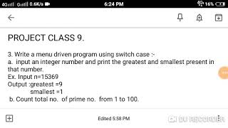 PROJECT CLASS 9.Q.3 MENU DRIVEN PROGRAM.