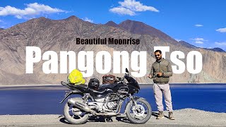 Beautiful Moonrise of PANGONG TSO | Leh | Merak | Spangmik | Leh Zanskar 2.0 @RideWithDS Pulsar 220