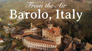 Barolo, Piedmont (Italy), King of Wine Producers from the air Winery/Vineyard Winter Sunset 4K Drone