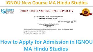 IGNOU New Course MA Hindu Studies | How to Apply For Admission in IGNOU MA Hindu Studies