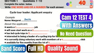 Cycle tour leader IELTS Listening I Test 4 Cam 12 Listening