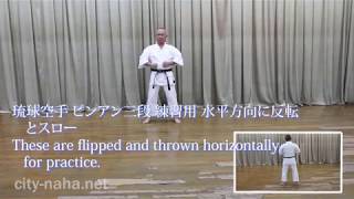 沖縄空手 平安(ピンアン)三段 練習用 反転スロー flipped and thrown  for practice.