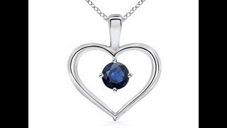 Gemstone Jewelry by Angara | Solitaire Round Sapphire Open Heart Pendant| Angara Jewelry| Angara.com