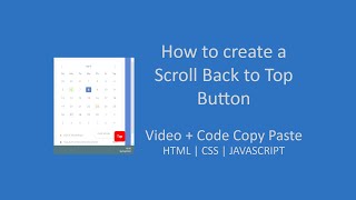 How to create Scroll Back to Top Button HTML CSS Javascript