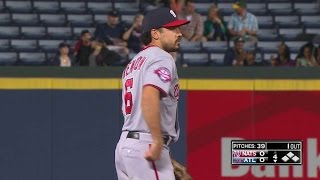 WSH@ATL: Rendon spins and throws to first for the out