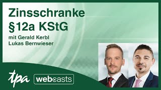 TPA Webcast Zinsschranke - Optimierung \u0026 Empfehlungen aus der Praxis