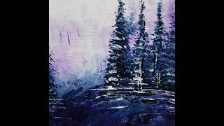 Acrylic Abstract Painting landscape Pine Tree STEP BY STEP technique  tutorial | Satisfying Demo
