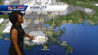 6am Louisiana Weather Update: Dense Fog Advisory then partly cloud skies and warm