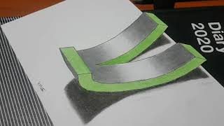 DRAWING SEMPLE 3D LETTER [V] -with shadow
