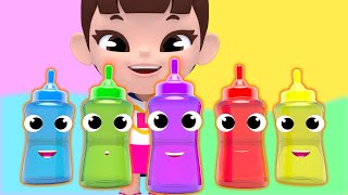 Learn 5 Colors Baby Milk Bottle 슈퍼라임 5가지 색깔 우유 병 영어 노래 부르기! Johny Johny Yes Papa 죠니죠니 예스파파 영어 공부 해봐요