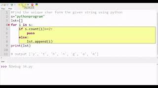 Find the unique char form the given string using python