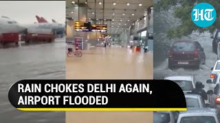 Watch: Delhi airport T3 waterlogged as heavy rain lash Delhi; Orange Alert for Capital