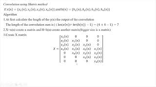 15 Convolution sum using Matrix method with algorithm Derive the equation | LTI System | AL AMIN
