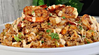 Cajun Shrimp Dirty Rice with Creamy Butter Sauce Recipe | Must Try!
